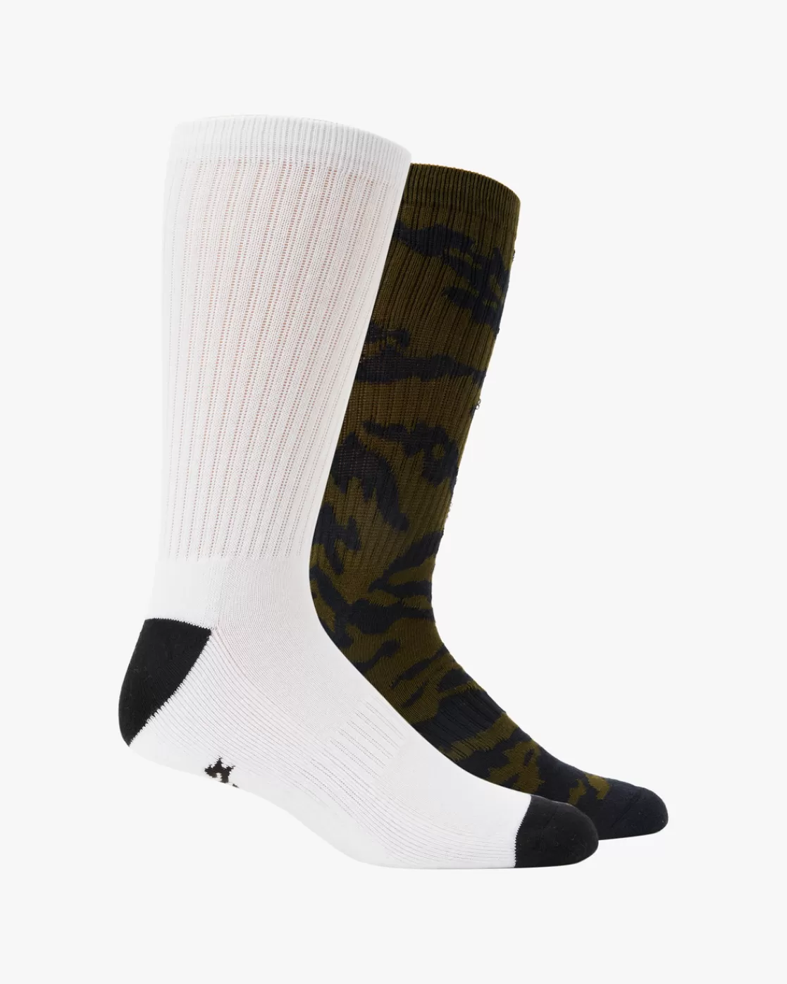 New Billabong 2 Pack Zebra Block Crew Socks OLIVE