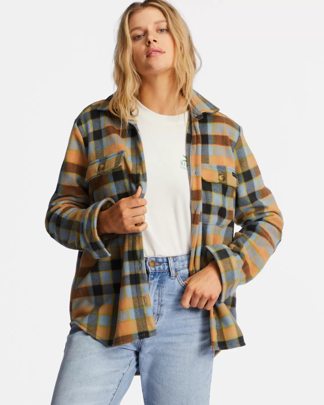 Fashion Billabong A/Div Forge Fleece Flannel Shacket BLUE HORIZON