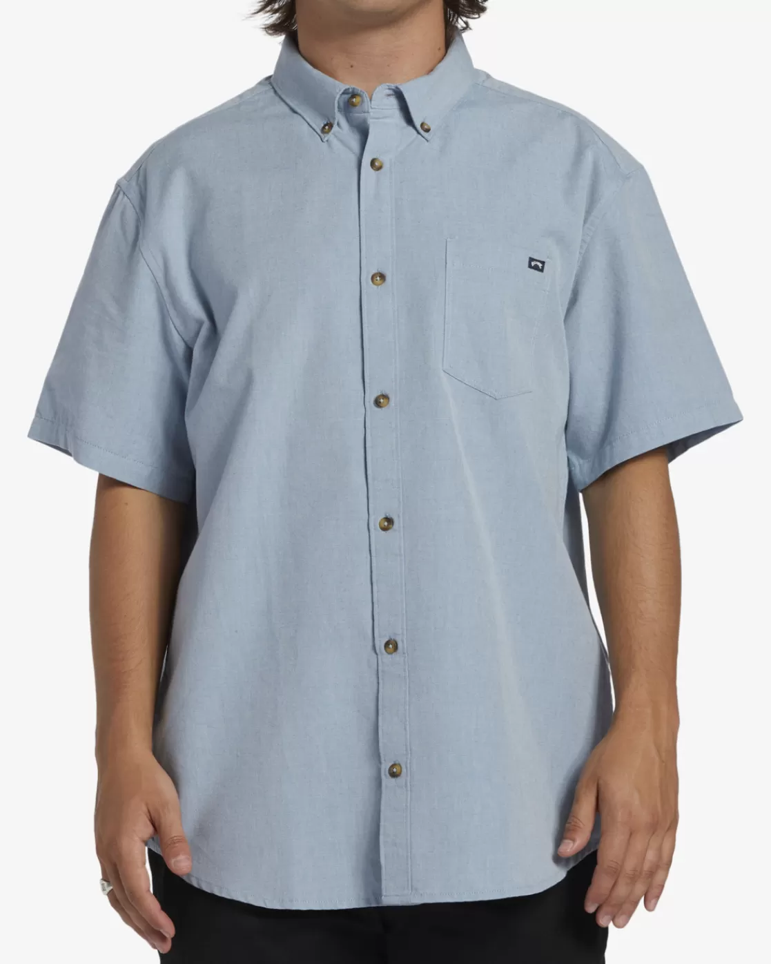 Fashion Billabong All Day Short Sleeve Shirt POWDER BLUE