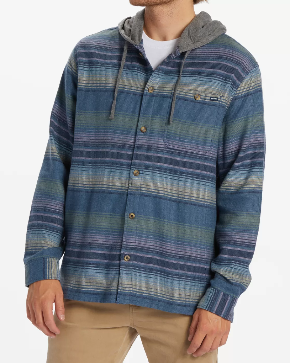 Hot Billabong Baja Hooded Flannel Shirt NORTH SEA