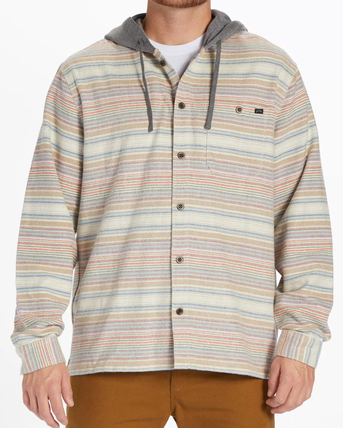 Best Sale Billabong Baja Hooded Flannel Shirt OYSTER