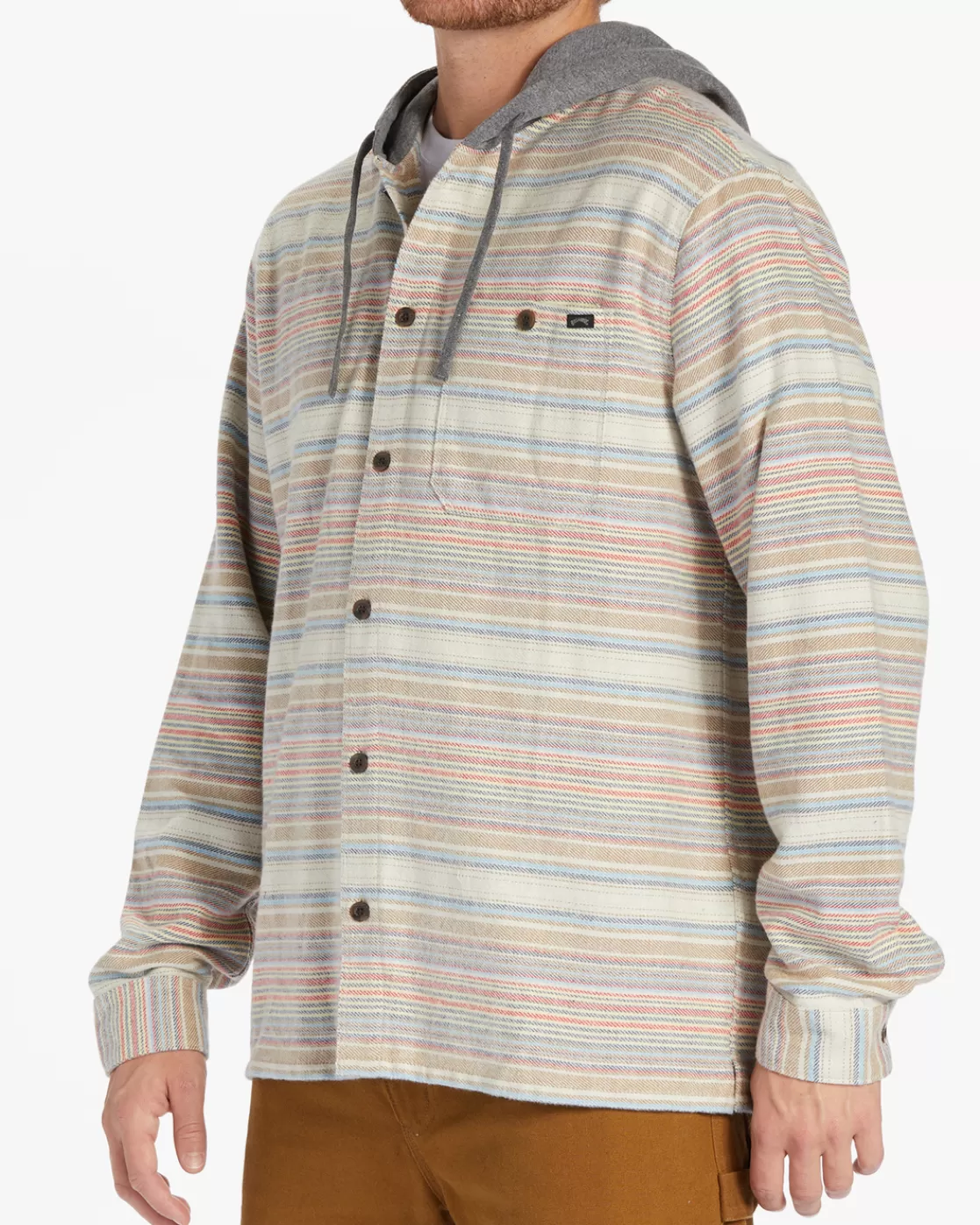 Best Sale Billabong Baja Hooded Flannel Shirt OYSTER