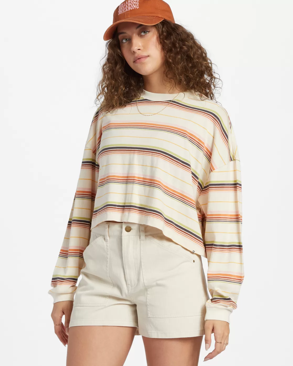 Discount Billabong Beach Boyfriend Stripe Top WHITECAP