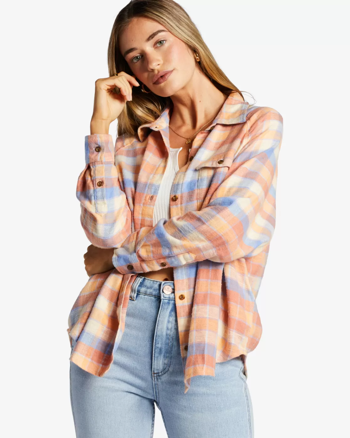 Cheap Billabong Best Time Long Sleeve Shirt ROSE DAWN