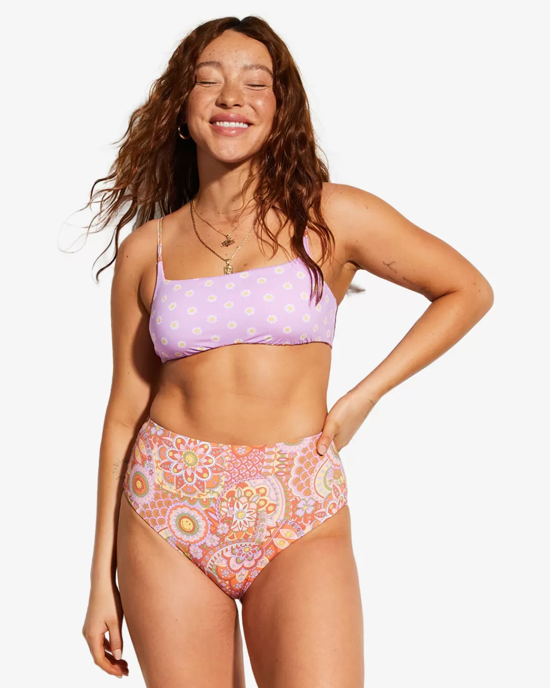 Best Sale Billabong x Smiley Good Times Hi Retro Reversible High Leg Bikini Bottoms MULTI