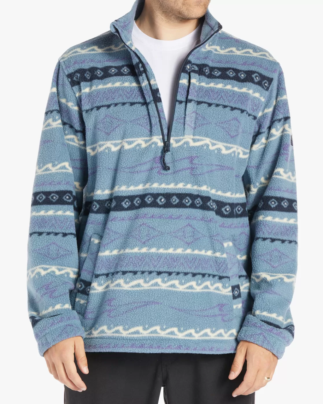 Outlet Billabong Boundary Half-Zip Mock Neck Fleece WASHED BLUE