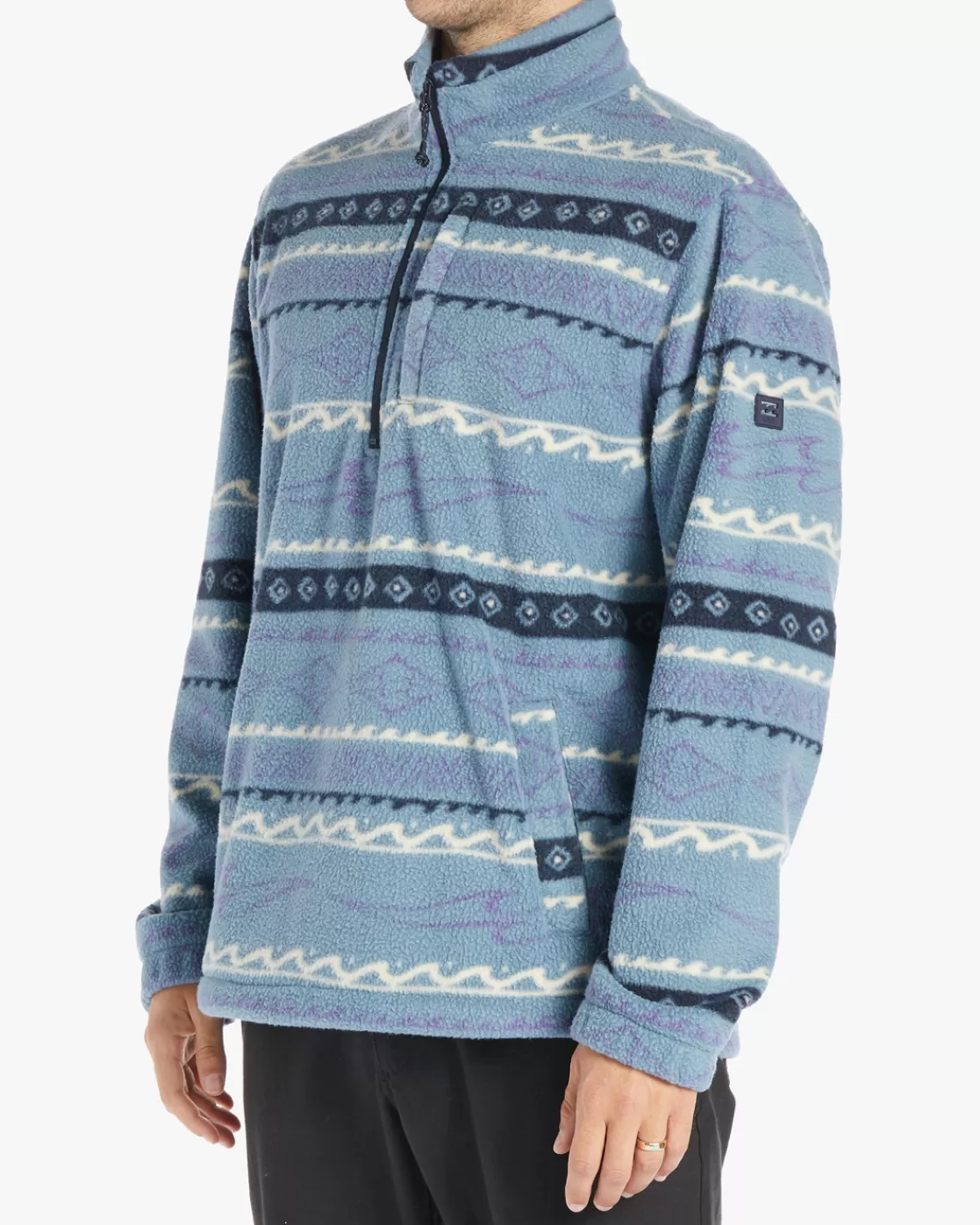 Outlet Billabong Boundary Half-Zip Mock Neck Fleece WASHED BLUE