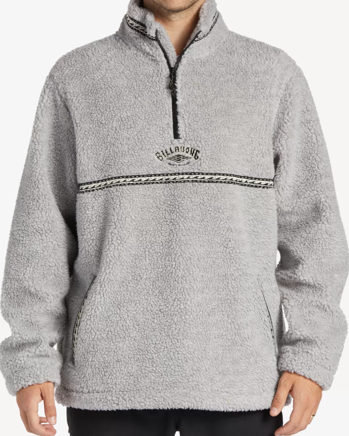 Discount Billabong Boundary Tombstone Mock-Neck Sweatshirt OATMEAL HEATHER