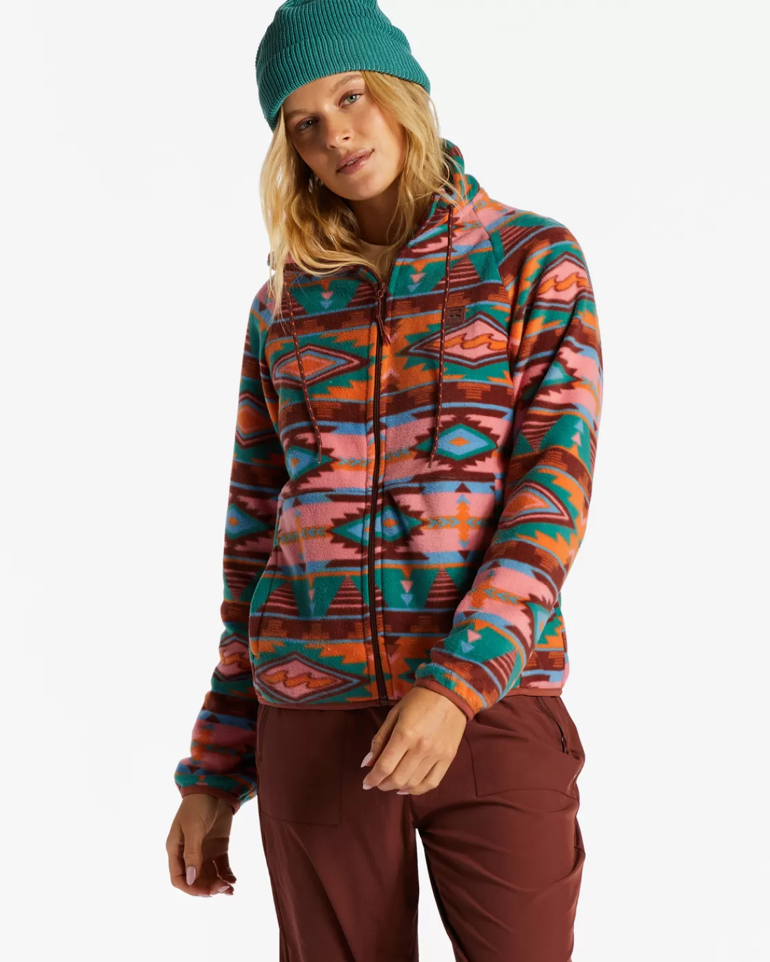 Best Billabong Boundary Zip-Up Mock Neck Fleece ROSEWOOD