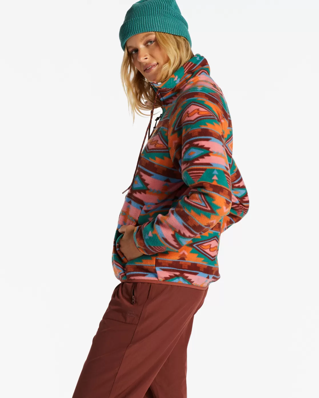 Best Billabong Boundary Zip-Up Mock Neck Fleece ROSEWOOD