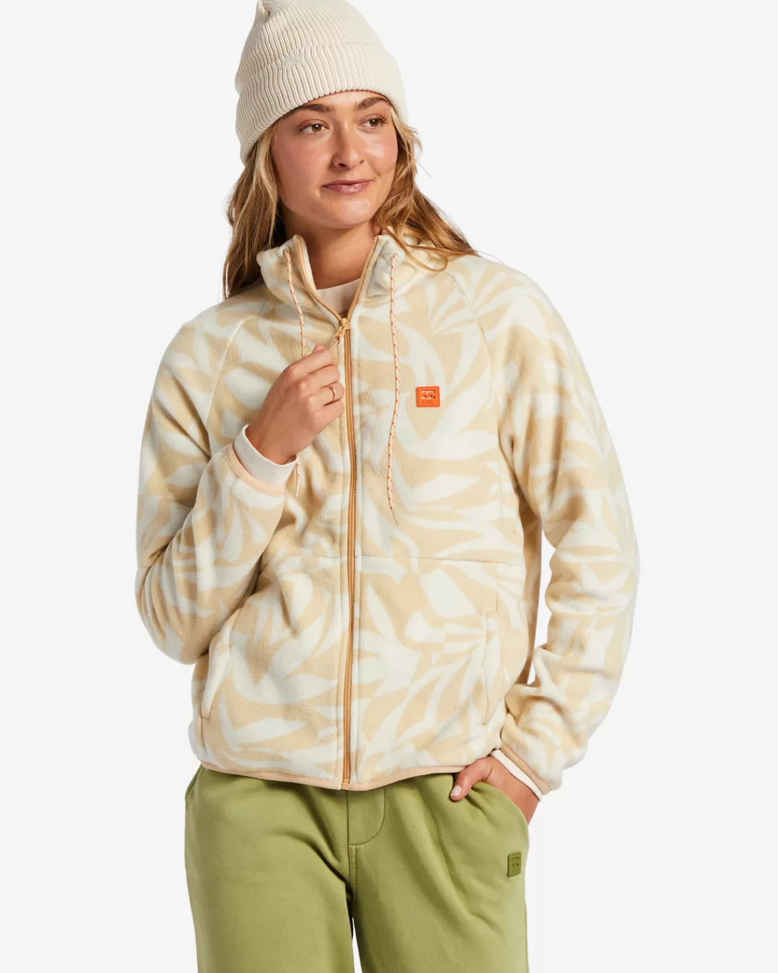 Outlet Billabong Boundary Zip-Up Mock Neck Fleece OAT