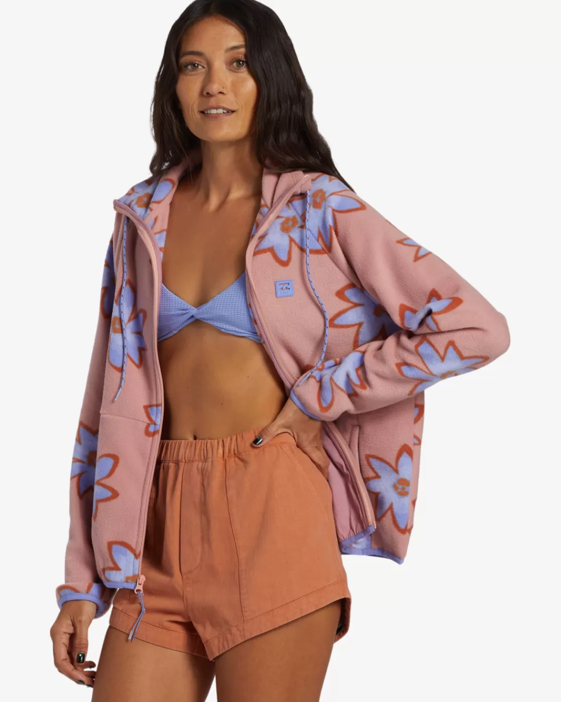 Clearance Billabong Boundary Zip-Up Sweatshirt DAWN PINK