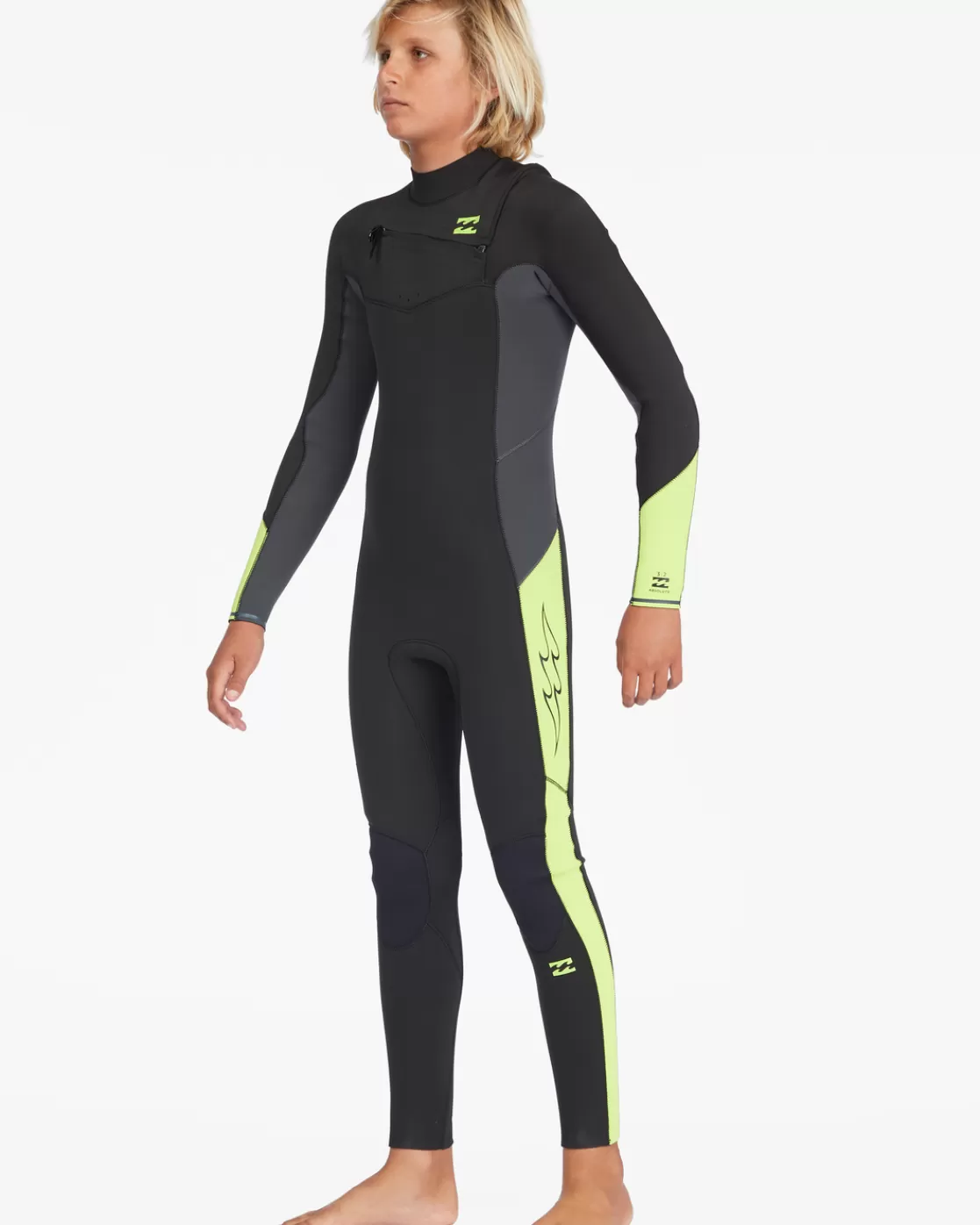 Best Billabong Boy's 3/2 Absolute Chest Zip Full Wetsuit STEALTH