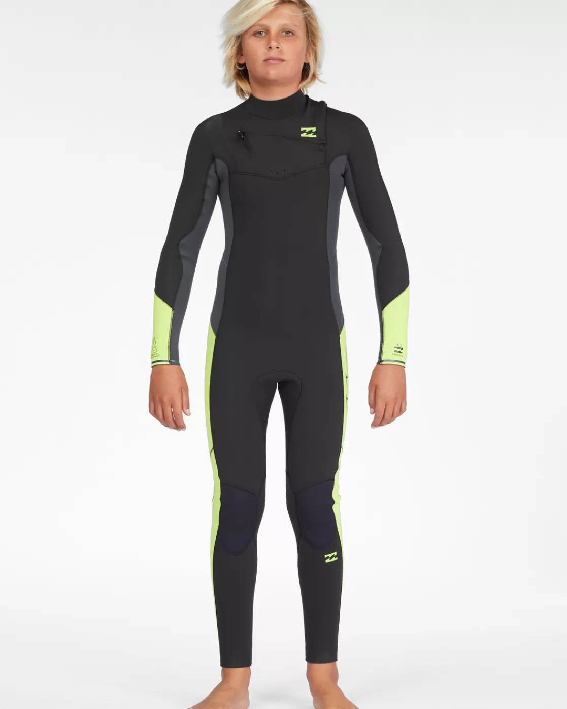 Best Billabong Boy's 3/2 Absolute Chest Zip Full Wetsuit STEALTH