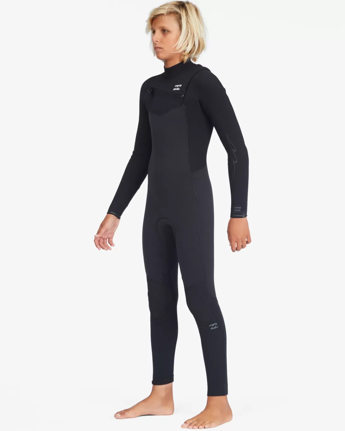 Best Sale Billabong Boy's 3/2 Revolution Chest Zip Full Wetsuit BLACK