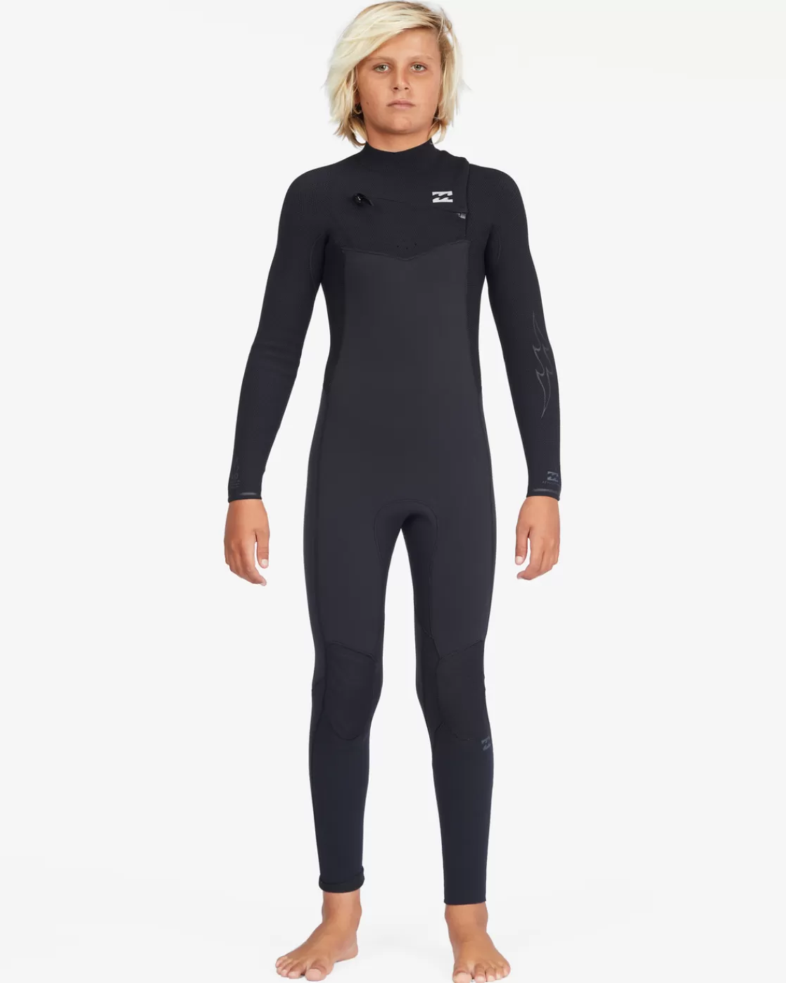 Best Sale Billabong Boy's 3/2 Revolution Chest Zip Full Wetsuit BLACK