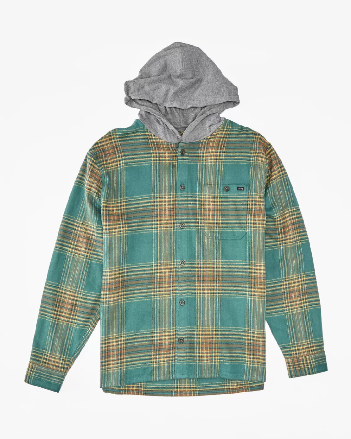 Shop Billabong Boy's Baja Hooded Flannel Shirt DEEP TEAL