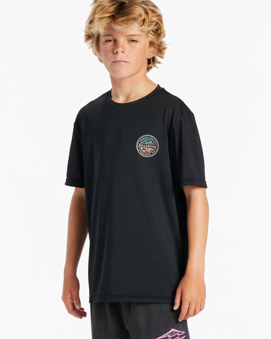 Shop Billabong Boy's Rotor Short Sleeve UPF 50 Surf T-Shirt BLACK