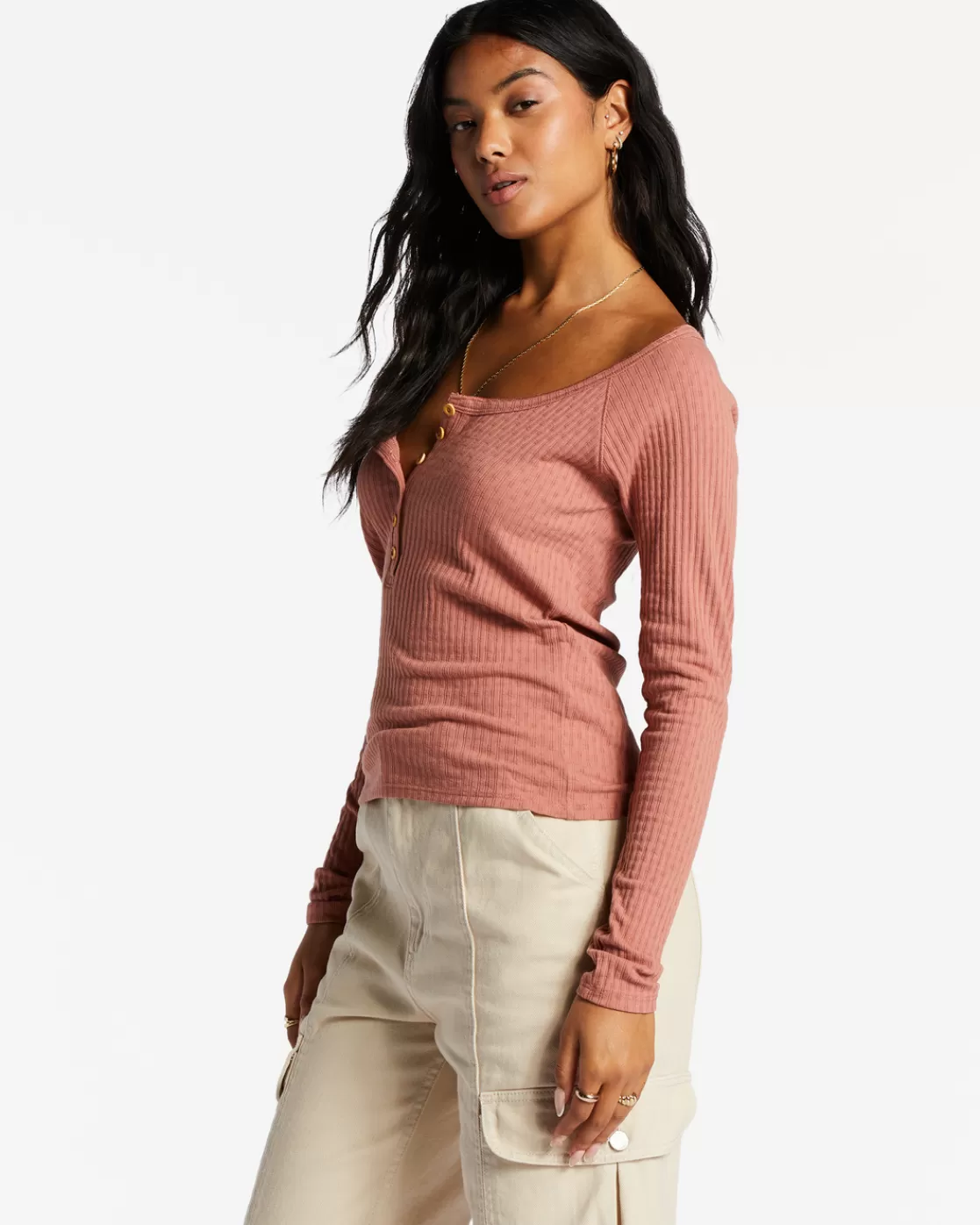 Fashion Billabong Call Me Rib Knit Top SWEET TEA