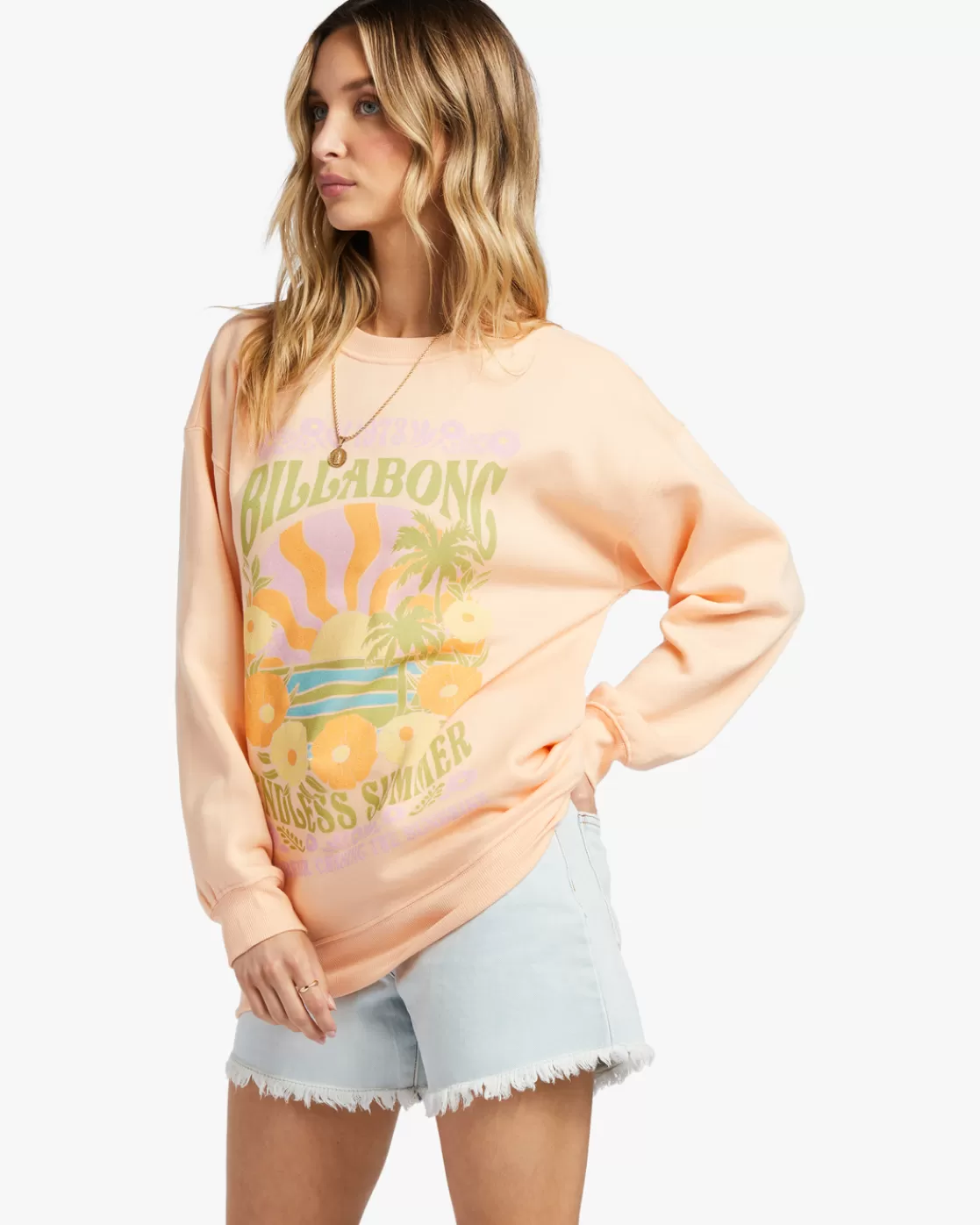 New Billabong Chase The Sun Sweatshirt TART PEACH