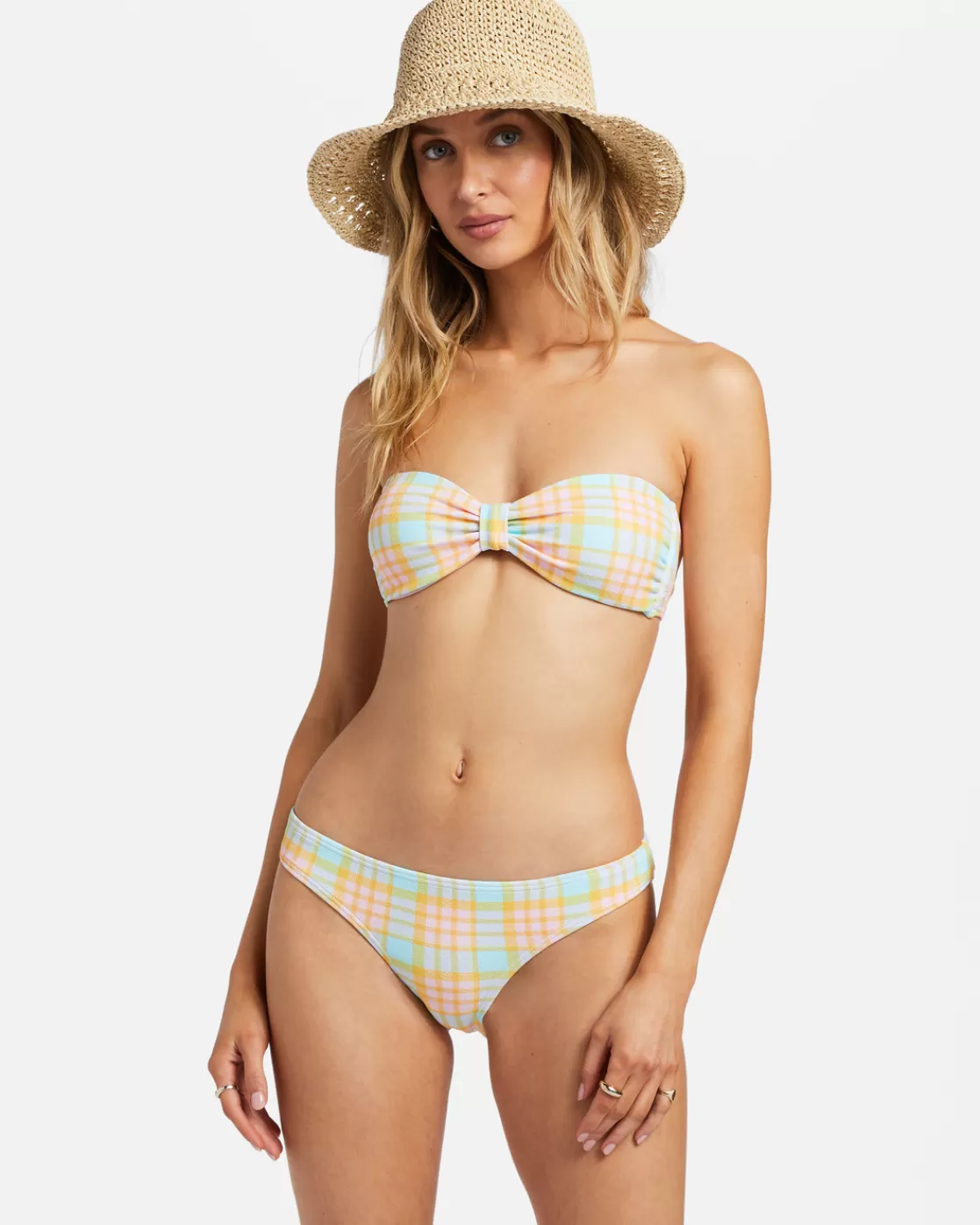 Clearance Billabong Check Please Bandeau Bikini Top MULTI