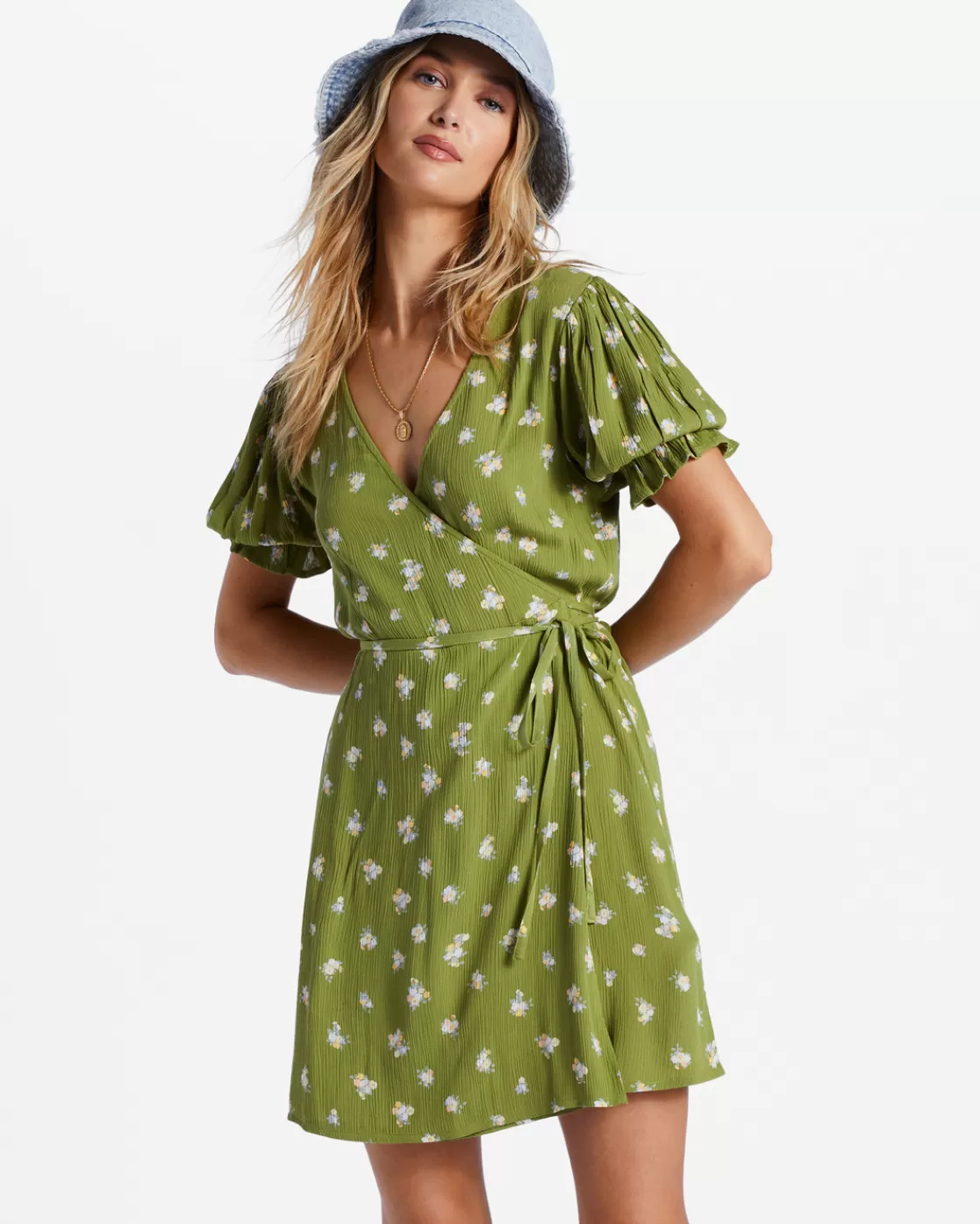 Shop Billabong Chiquita Mini Wrap Dress GREEN EYES