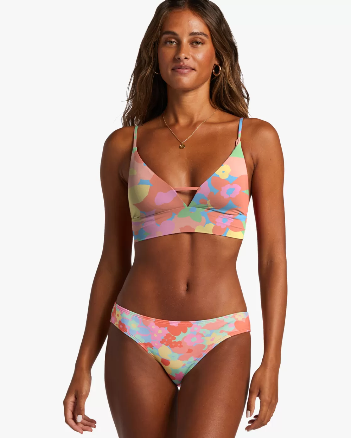 Best Sale Billabong Coast Is Clear V Neck Cami Bikini Top MULTI