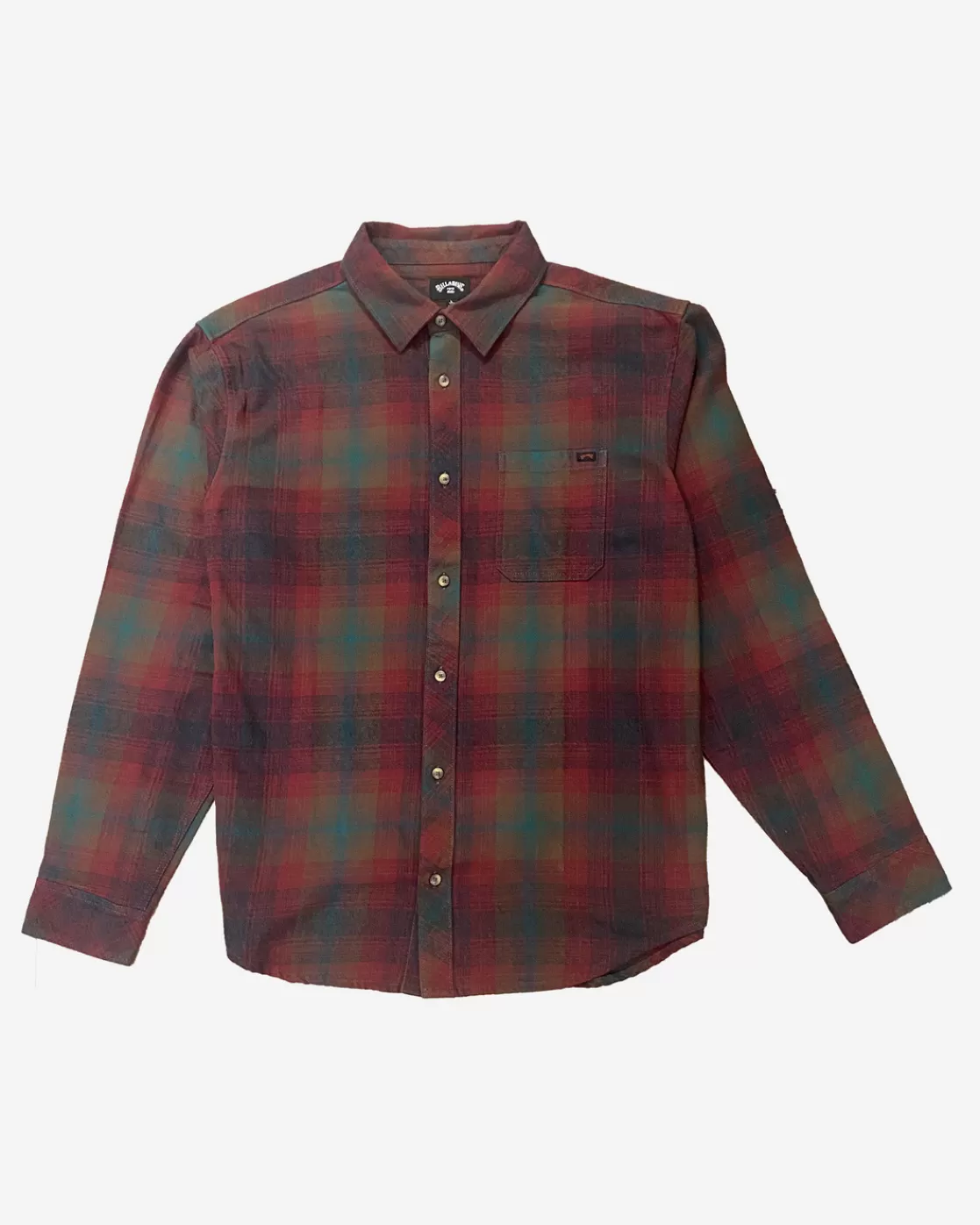 New Billabong Coastline Flannel Long Sleeve Shirt BRICK