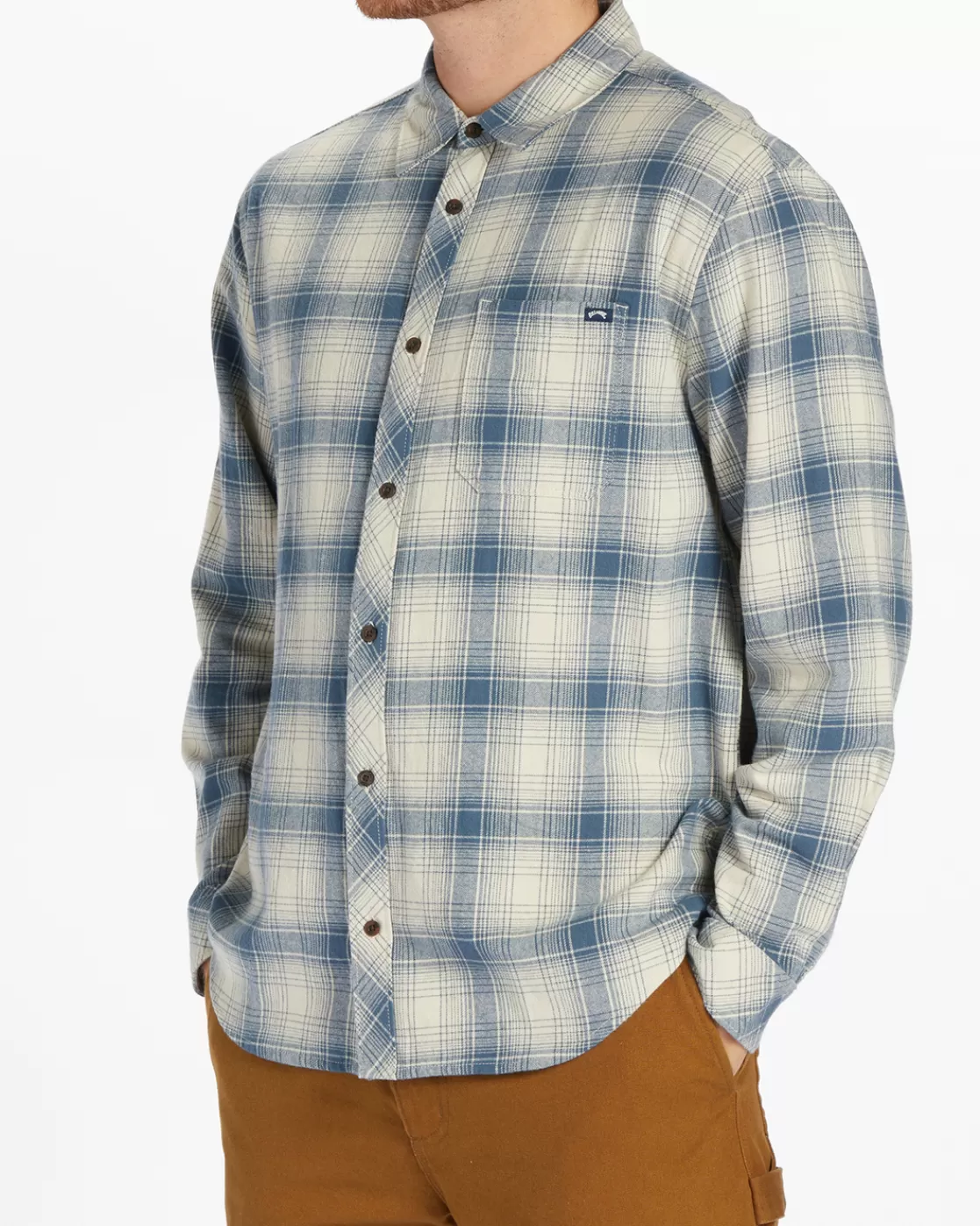 Clearance Billabong Coastline Flannel Long Sleeve Shirt OYSTER