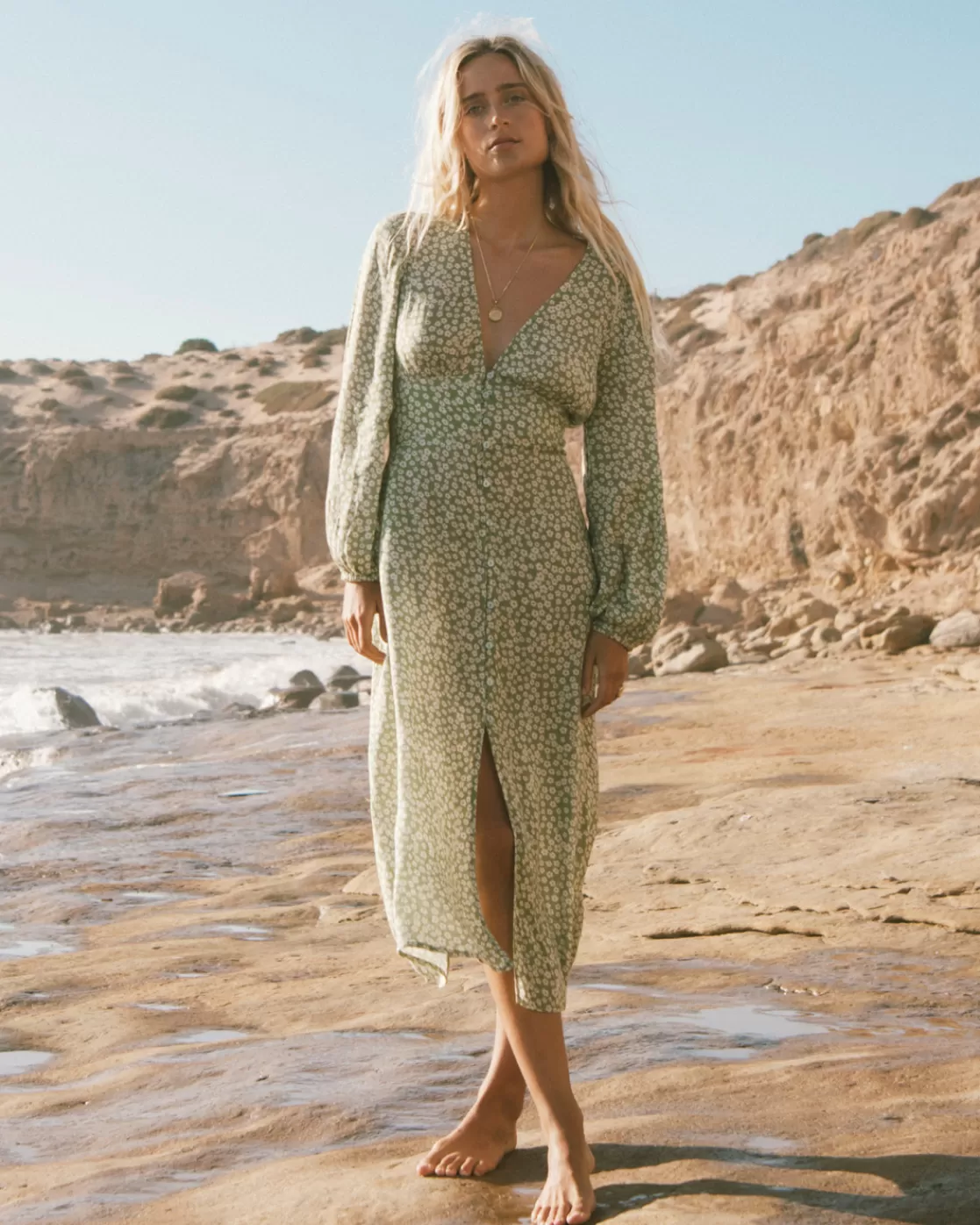 Cheap Billabong Cool Nights Midi Dress GREEN EYES