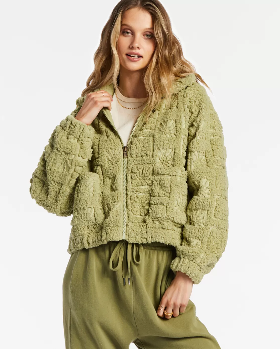 Outlet Billabong Cozy All Day Crew Neck Sweatshirt AVOCADO