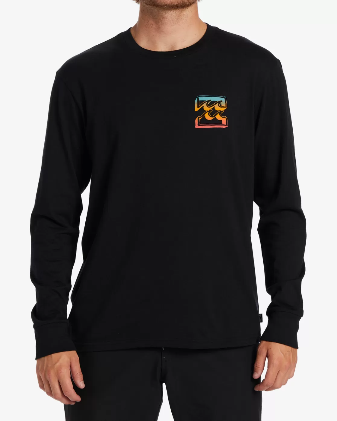 Sale Billabong Crayon Wave Long Sleeve T-Shirt BLACK