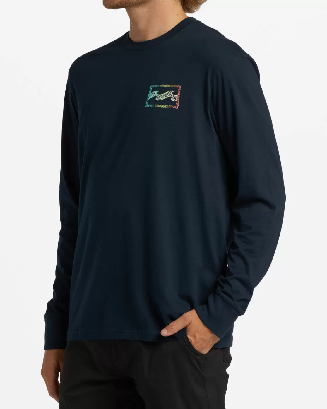 Fashion Billabong Crayon Wave Long Sleeve T-Shirt NAVY