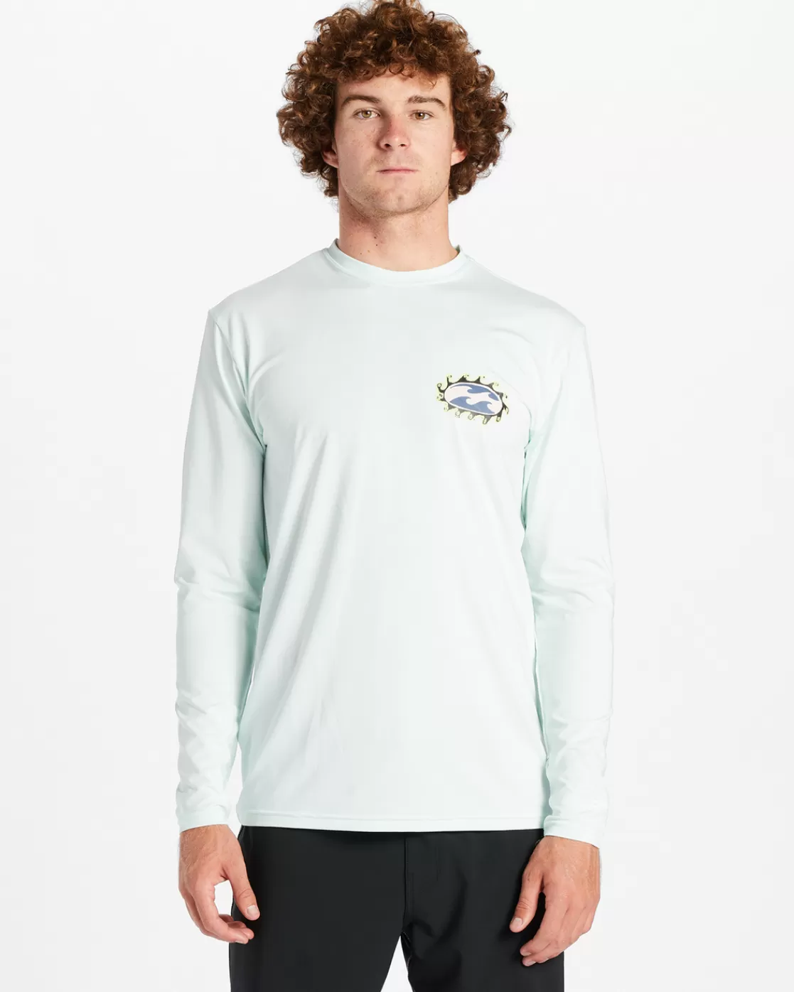 Best Sale Billabong Crayon Wave Long Sleeve UPF 50 Surf T-Shirt SEAGLASS