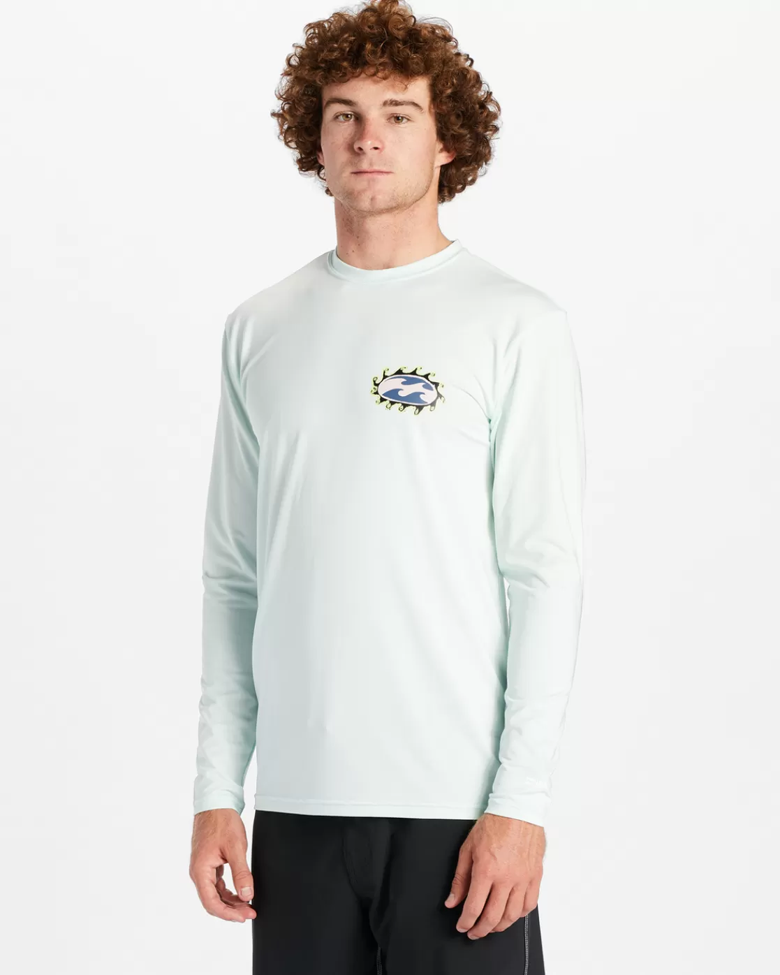 Best Sale Billabong Crayon Wave Long Sleeve UPF 50 Surf T-Shirt SEAGLASS