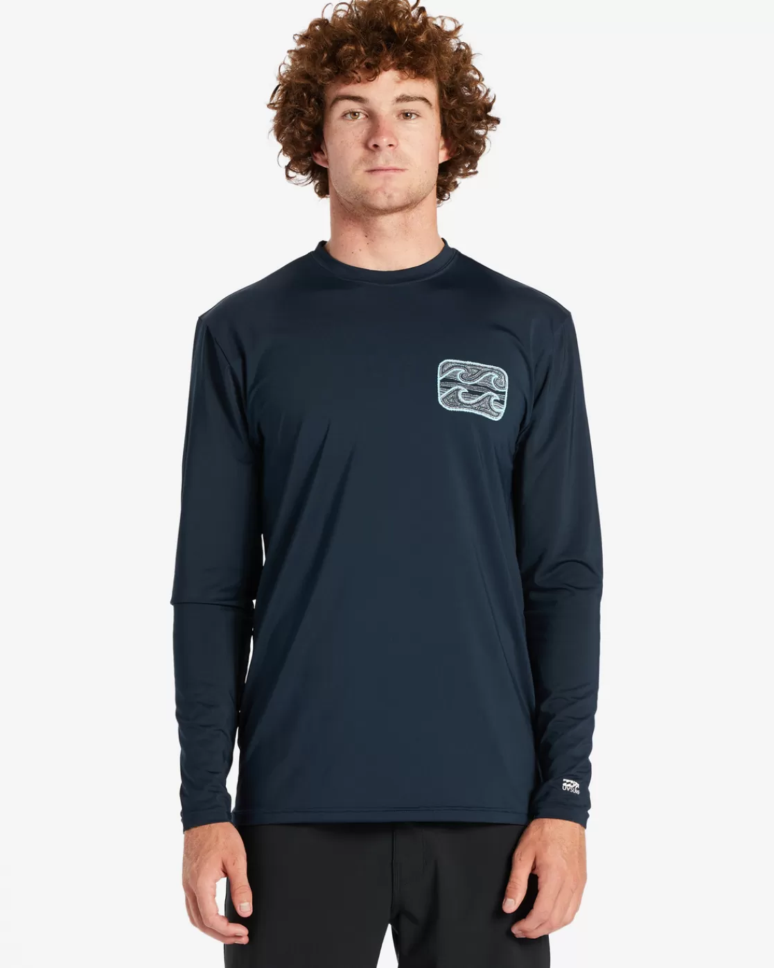 Outlet Billabong Crayon Wave Long Sleeve UPF 50 Surf T-Shirt NAVY