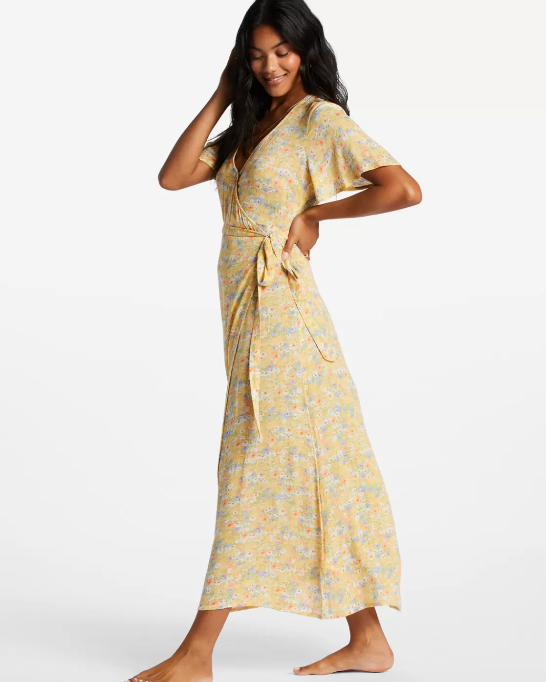 Shop Billabong Day By Day Midi Wrap Dress MULTI