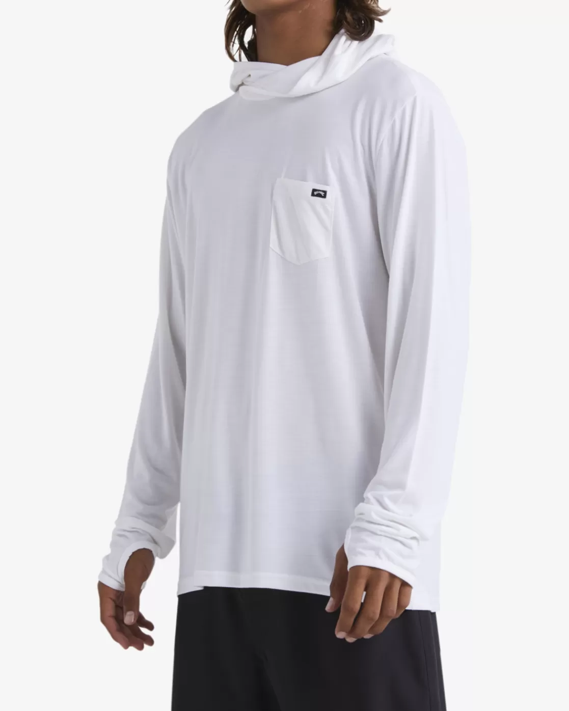 Discount Billabong Eclipse Hooded Long Sleeve Surf T-Shirt WHITE