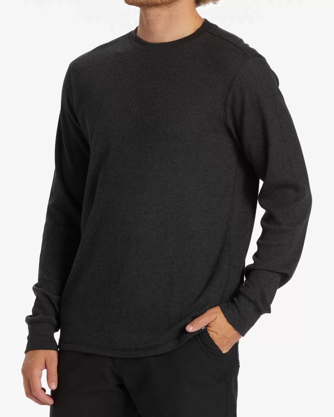 New Billabong Essential Long Sleeve Thermal Top BLACK HEATHER