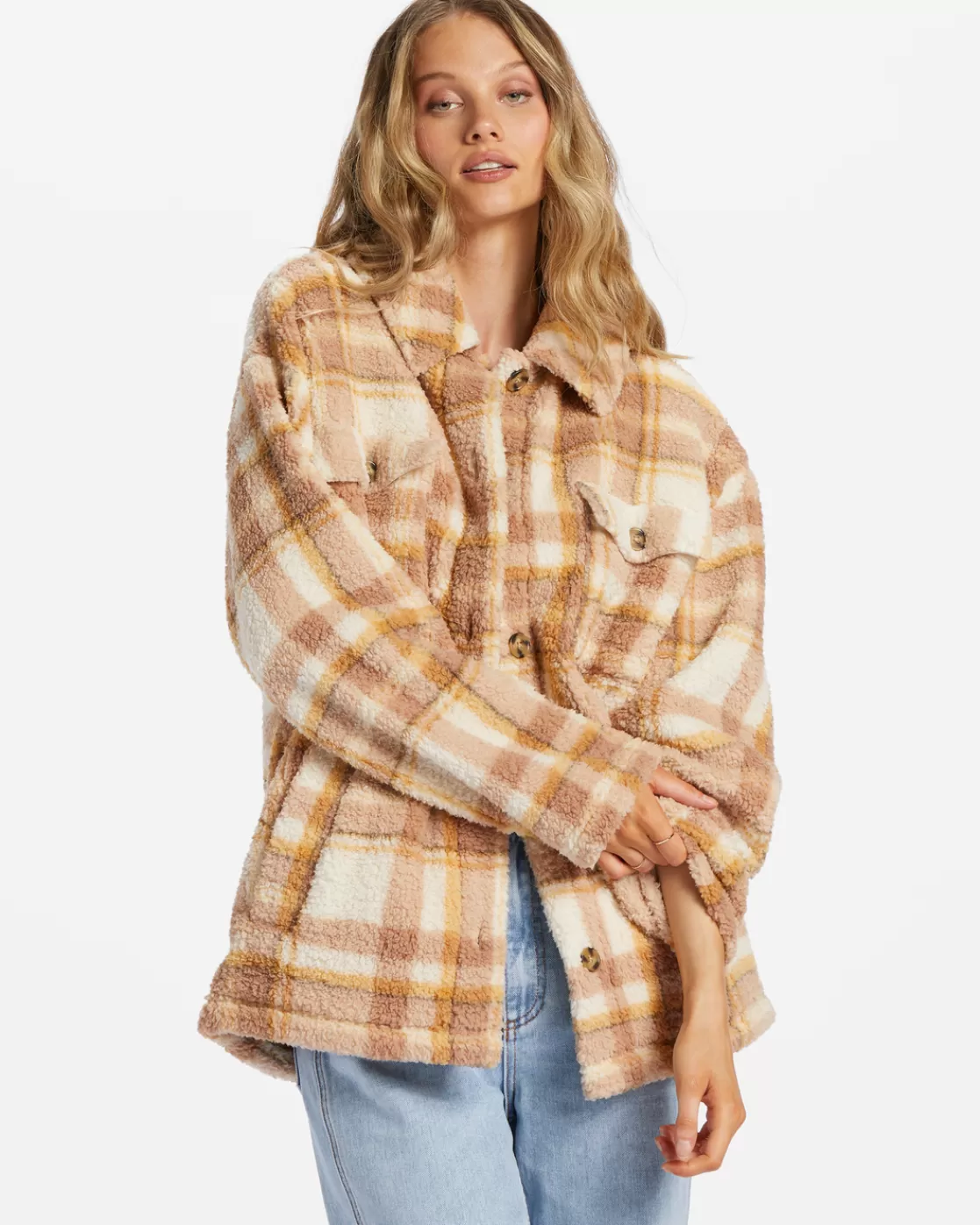 Hot Billabong Fairbanks Button-Up Teddy Bear Jacket BOULDER