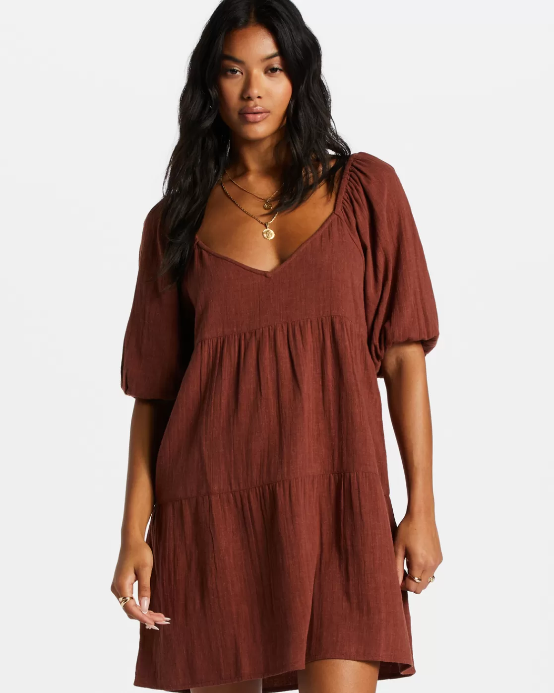 Best Sale Billabong Fall For Ya Babydoll Dress MOCHA