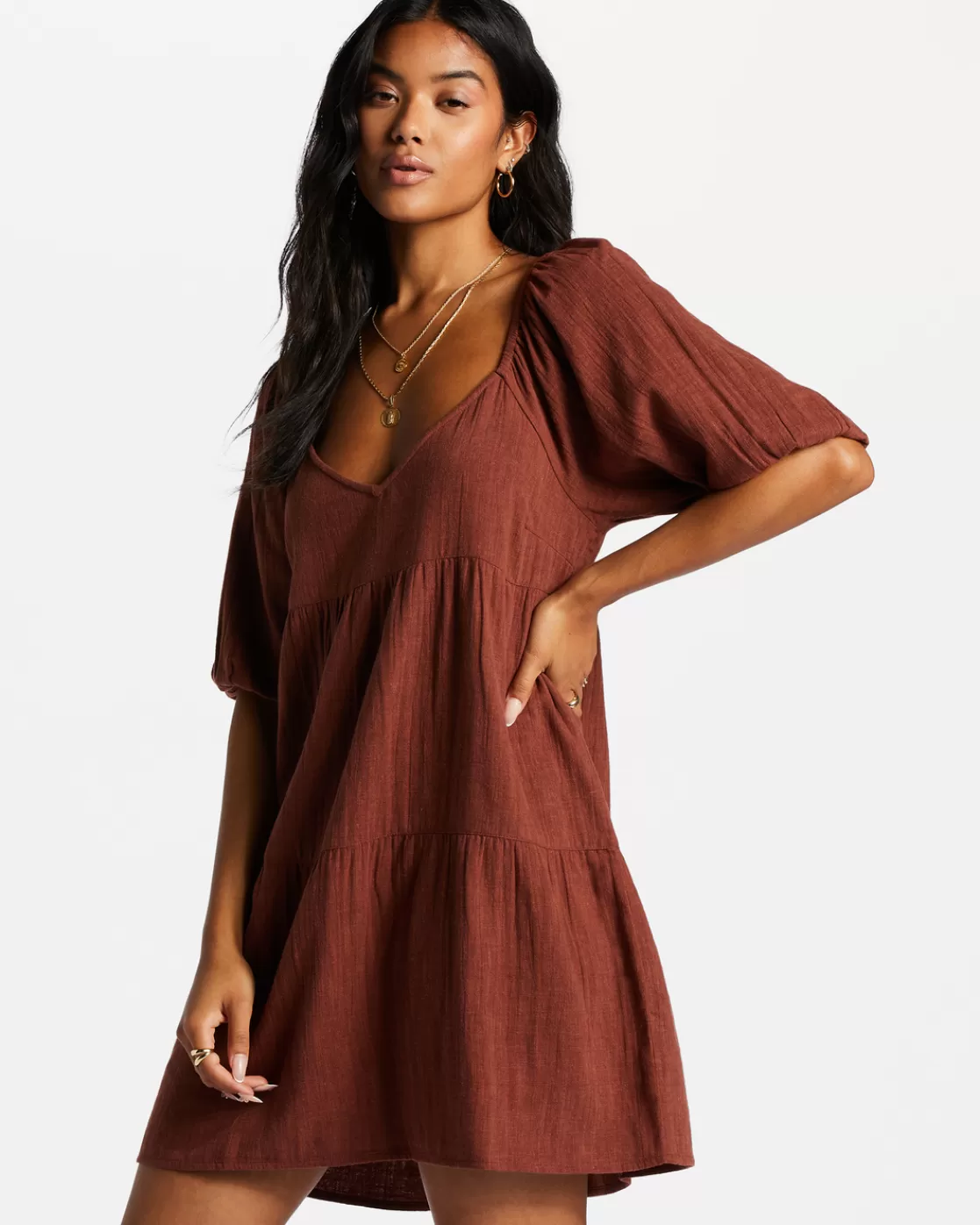 Best Sale Billabong Fall For Ya Babydoll Dress MOCHA