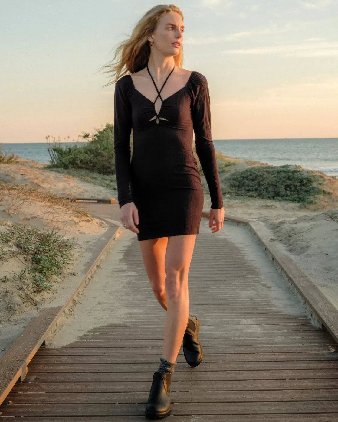 Online Billabong Feel It All Dress BLACK PEBBLE