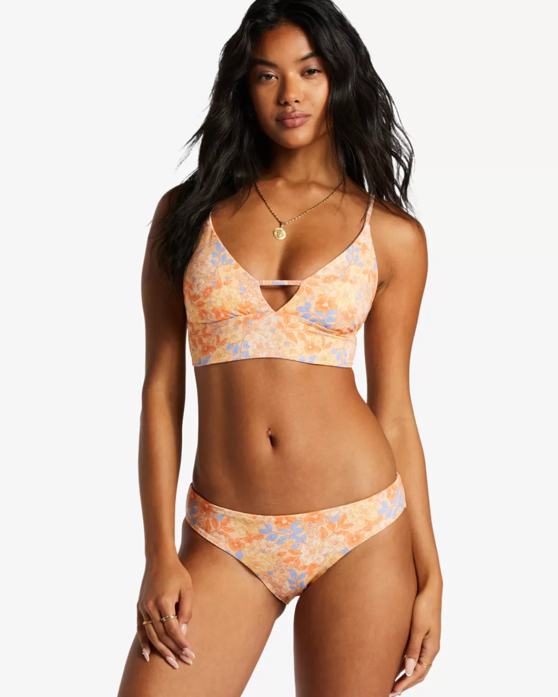 Discount Billabong Fine By Me Reversible V-Neck Bikini Top LIGHT MELON