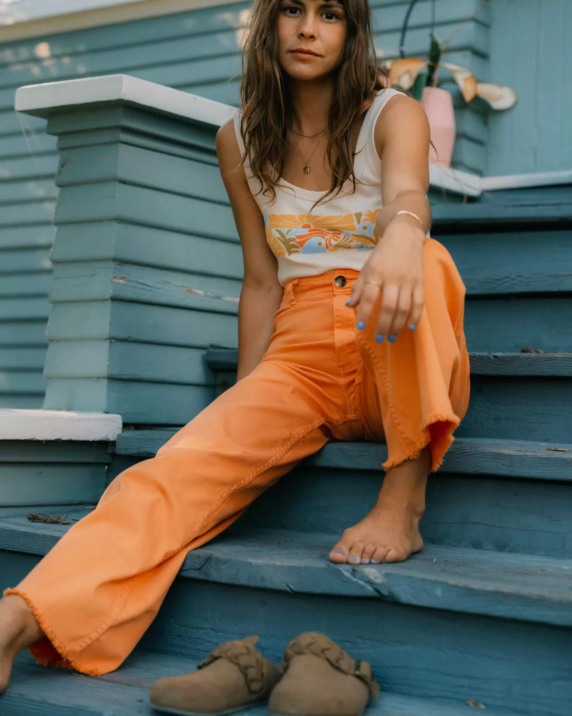 Discount Billabong Free Fall High-Waist Pants ORANGE KISS