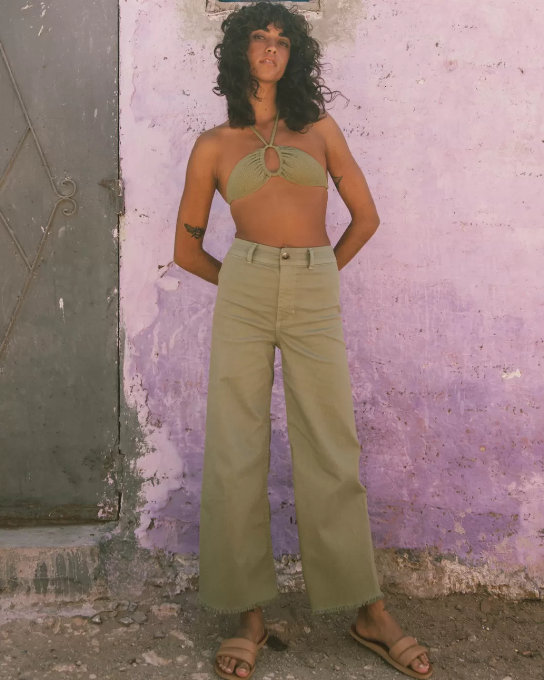 Best Sale Billabong Free Fall High-Waist Pants GREEN EYES