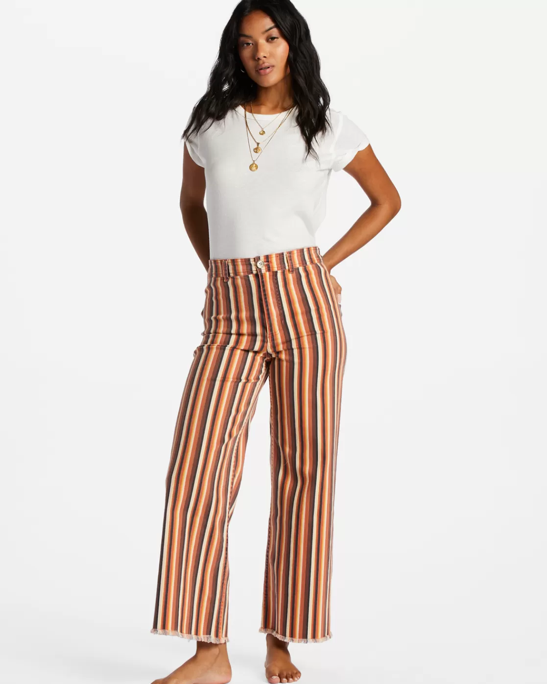 Clearance Billabong Free Fall Print Wide Leg Pants FIRE SIDE