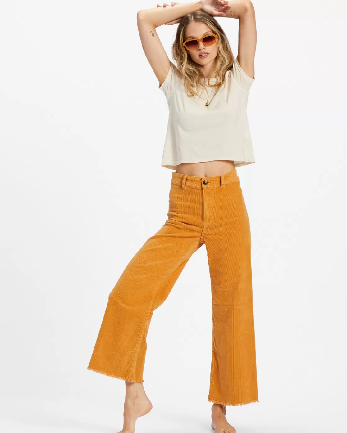 Clearance Billabong Free Fall Wide-Leg Corduroy Pants GOLDEN RAYS