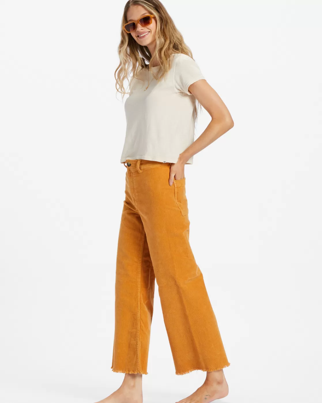 Clearance Billabong Free Fall Wide-Leg Corduroy Pants GOLDEN RAYS