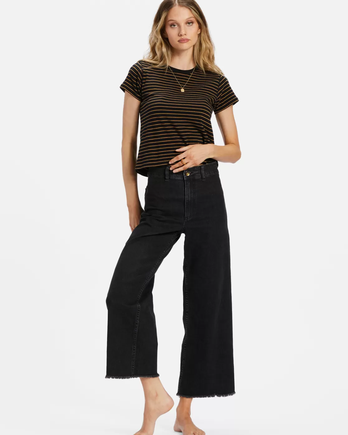 New Billabong Free Fall Wide-Leg Pants BLACK